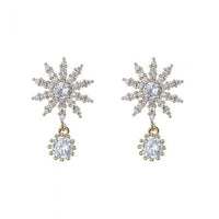 Crystal Sunflower 925 Sterling Silver Dangling Earrings