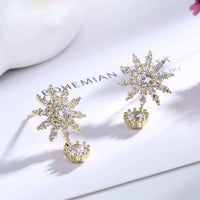 Crystal Sunflower 925 Sterling Silver Dangling Earrings