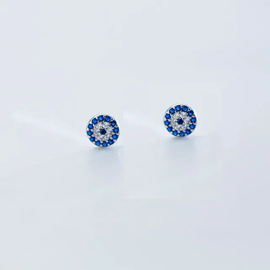 Sterling Silver Evil Eye Talisman Stud Earrings