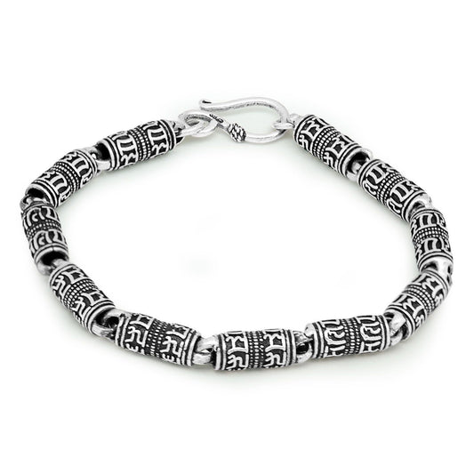 Vintage Om Mami Padme Hum Blessing 925 Sterling Silver Bracelet