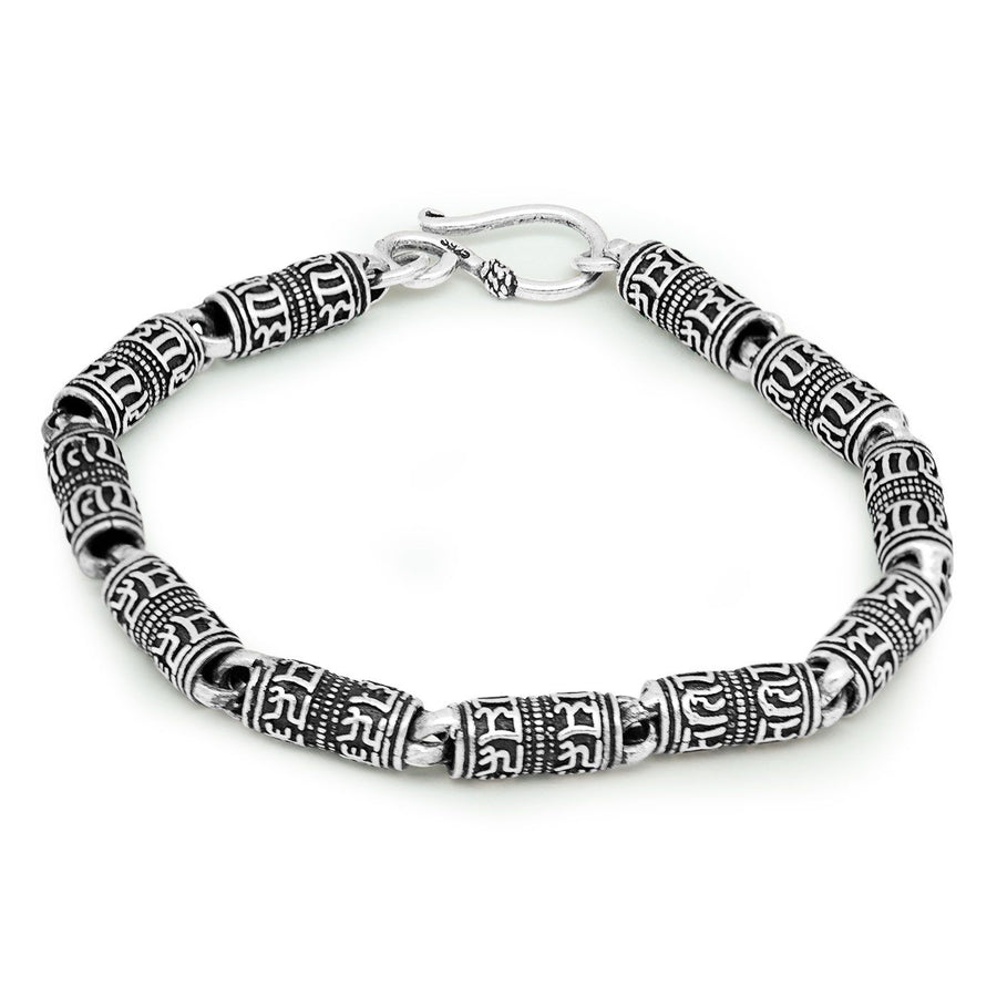 Vintage Om Mami Padme Hum Blessing 925 Sterling Silver Bracelet