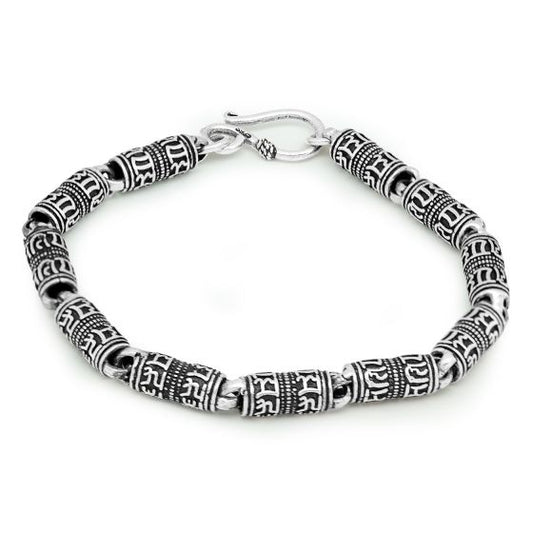 Vintage Om Mami Padme Hum Blessing 925 Sterling Silver Bracelet