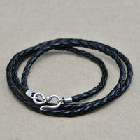 Handmade Cattle Hide Leather Necklace with 925 Sterling Silver