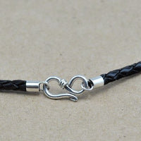 Handmade Cattle Hide Leather Necklace with 925 Sterling Silver