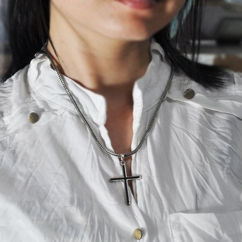 Black Jesus Christian Cross 925 Sterling Silver Pendant