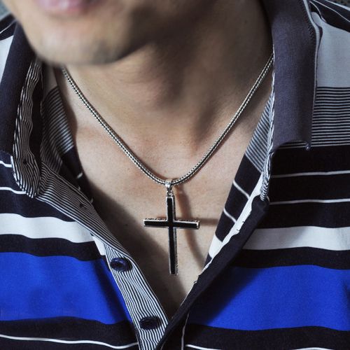 Black Jesus Christian Cross 925 Sterling Silver Pendant