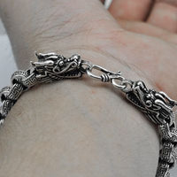 Vintage Two-Dragon 925 Sterling Silver Stud Bracelet