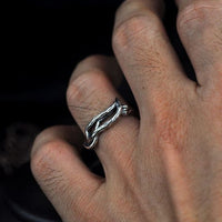Vintage Hollow Line Cross Adjustable Sterling Silver Ring