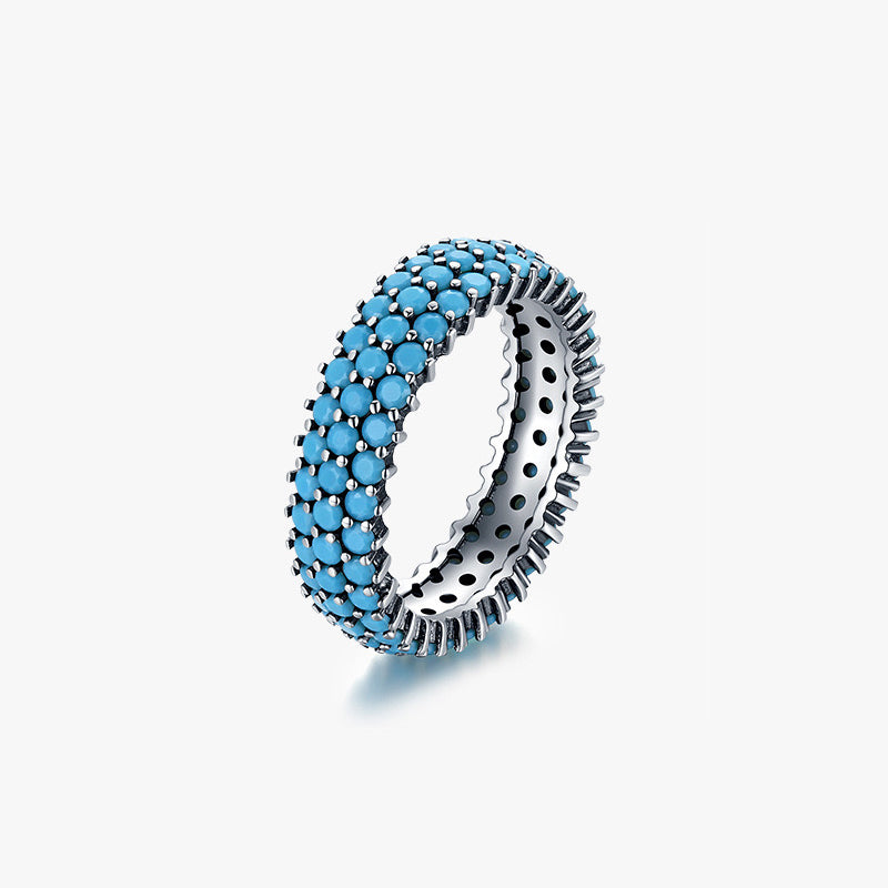 Sterling Silver Oxidized Turquoise Eternity Ring
