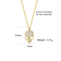 Gold Plated Sterling Silver Hollow Skull Pendant Necklace