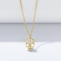 Gold Plated Sterling Silver Hollow Skull Pendant Necklace