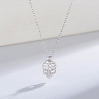 Gold Plated Sterling Silver Hollow Skull Pendant Necklace