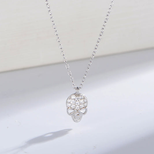 Gold Plated Sterling Silver Hollow Skull Pendant Necklace