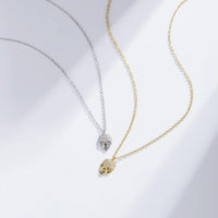 Gold Plated Sterling Silver Hollow Skull Pendant Necklace