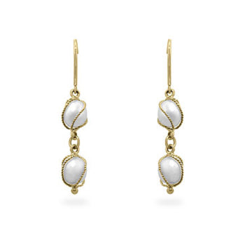 Yellow Gold Pearl Drop Earrings