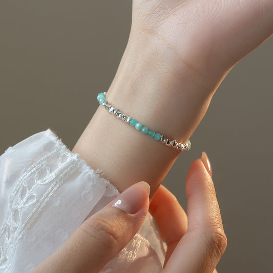 Natural Amazonyte Sterling Silver Bracelet
