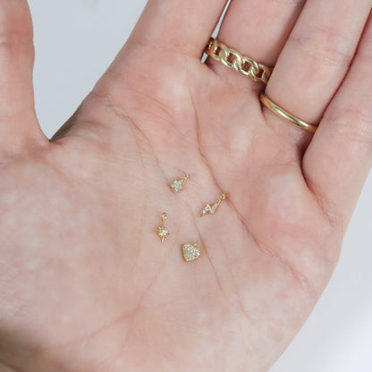 14K Solid Gold Diamond Star Charm