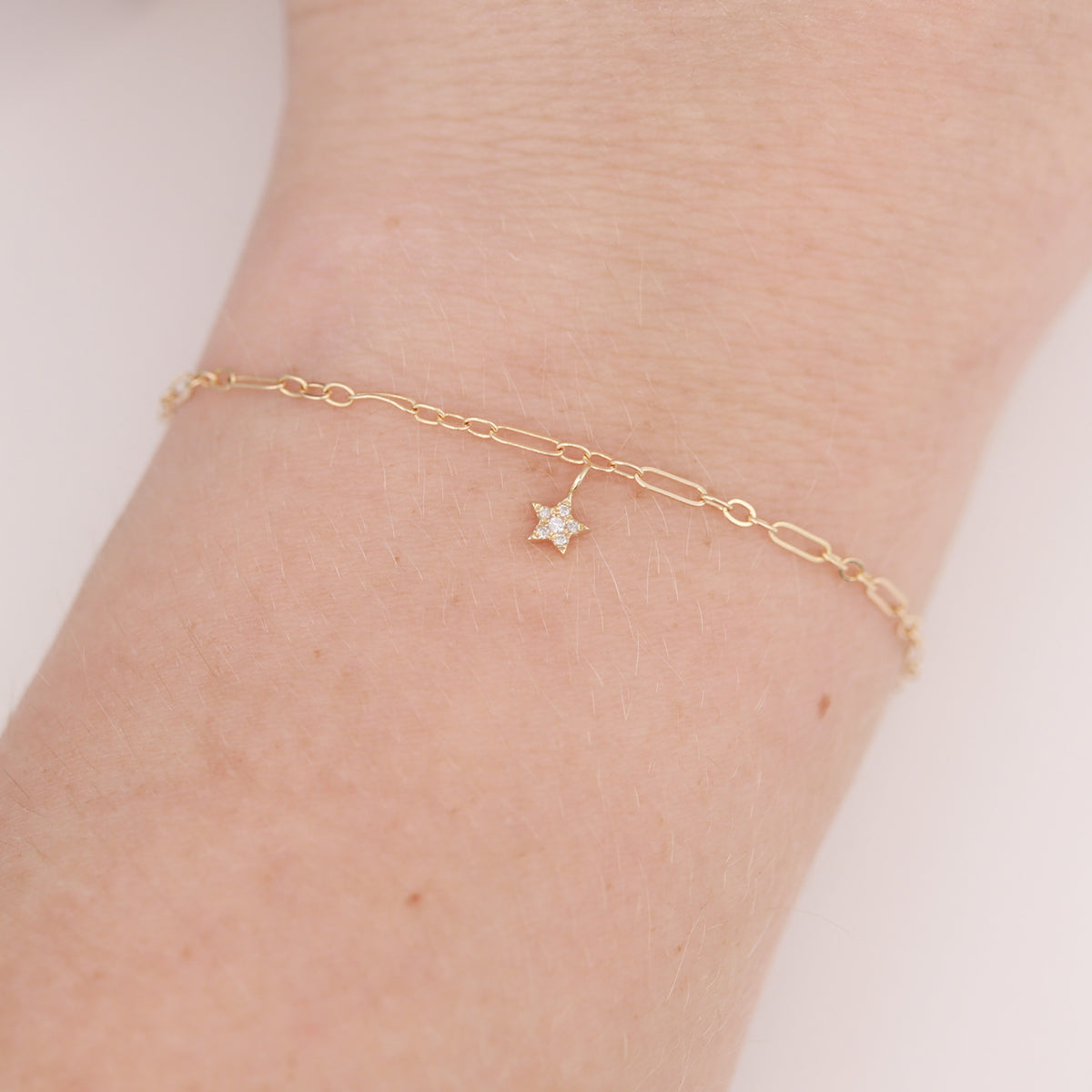 14K Solid Gold Diamond Star Charm