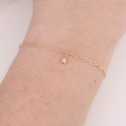 14K Solid Gold Diamond Star Charm
