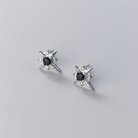 Black Cubic Zirconia Cross Star Stud Earrings