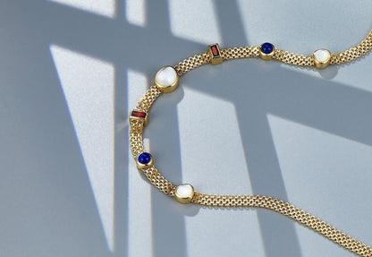 Lapis Lazuli and Pearl Choker Necklace