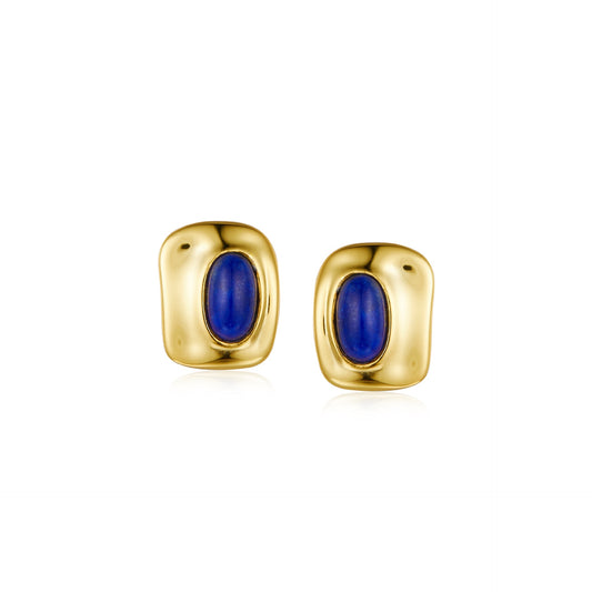 Natural Lapis Lazuli Square Stud Earrings