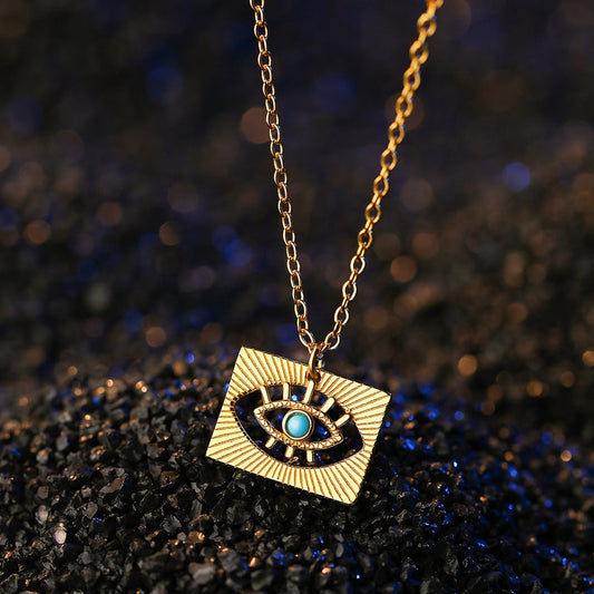Gold Plated Sterling Silver Turquoise Evil Eye Necklace