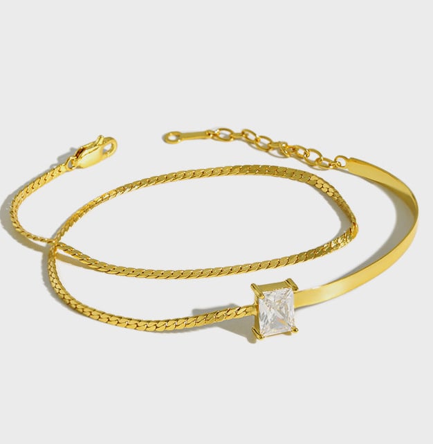 Personalized Double Layer Cubic Zirconia Bracelet