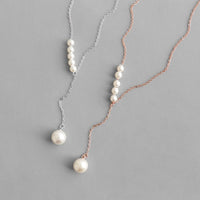 Sterling Silver Y Necklace with Shell Pearl