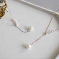 Sterling Silver Y Necklace with Shell Pearl