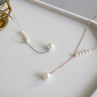 Sterling Silver Y Necklace with Shell Pearl