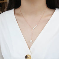 Sterling Silver Y Necklace with Shell Pearl