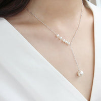 Sterling Silver Y Necklace with Shell Pearl