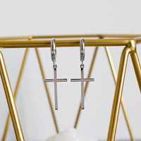 Sterling Silver Cross Hoop Earrings