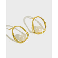Sterling Silver Geometric Earrings with Shell Pearl