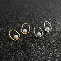 Sterling Silver Geometric Earrings with Shell Pearl