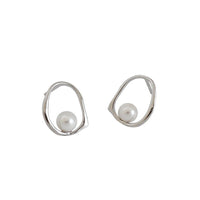 Sterling Silver Geometric Earrings with Shell Pearl