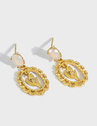 Sterling Silver Moonstone Tulip Drop Earrings