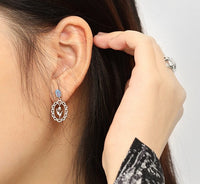 Sterling Silver Moonstone Tulip Drop Earrings