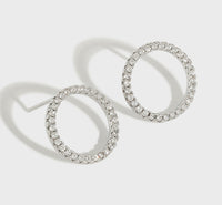 Sterling Silver Cubic Zirconia Simple Circle Stud Earrings