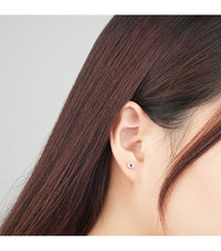 Sterling Silver Evil Eye Blue Stud Earrings
