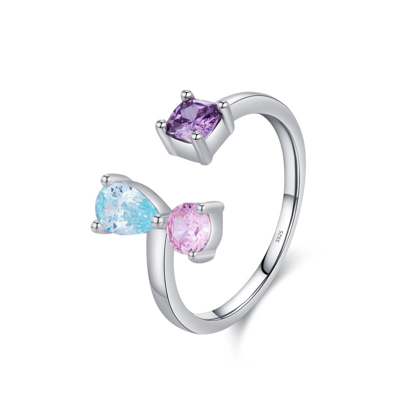 Sterling Silver Green & Pearl Open Ring