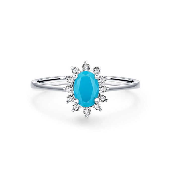 Sterling Silver Turquoise Cubic Zirconia Ring