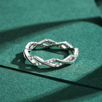 Sterling Silver Staggered Line Ring