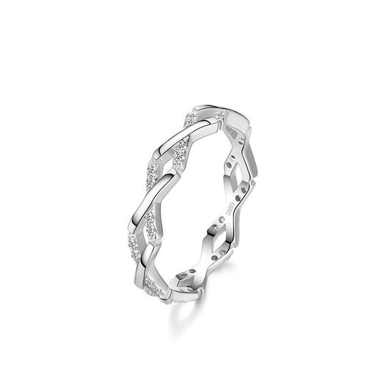 Sterling Silver Staggered Line Ring
