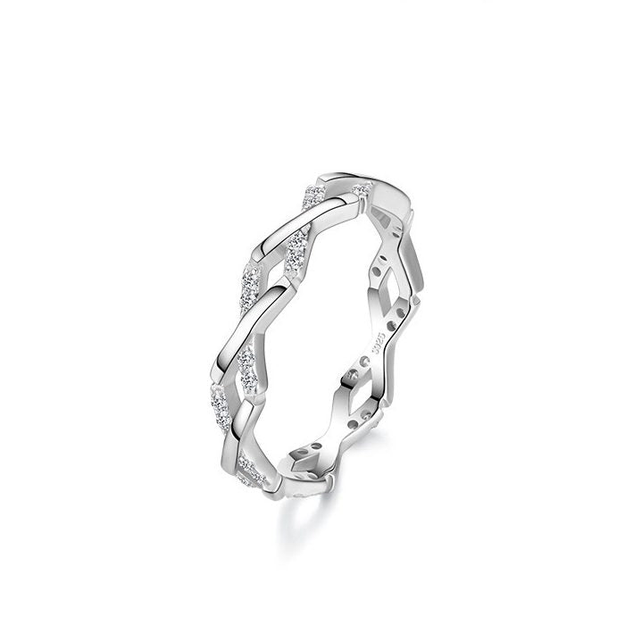 Sterling Silver Staggered Line Ring