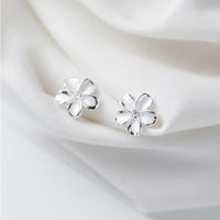 Sterling Silver Cubic Zirconia Flower Stud Earrings