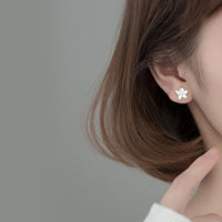 Sterling Silver Cubic Zirconia Flower Stud Earrings
