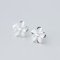 Sterling Silver Cubic Zirconia Flower Stud Earrings