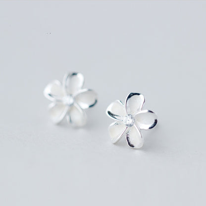 Sterling Silver Cubic Zirconia Flower Stud Earrings